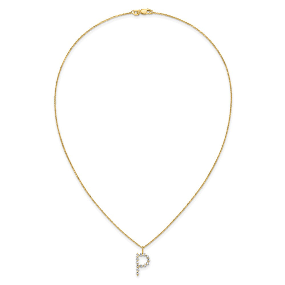 LGYN 14K Yellow Gold 3/8 carat Lab Grown Diamond VS+ F+ Complete Alphabet P Pendant Necklace