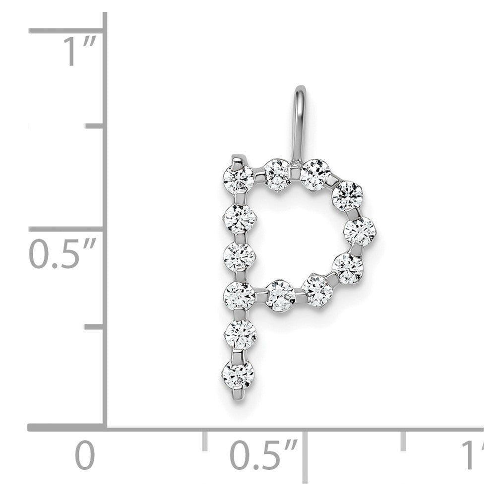 LGWP 14K White Gold 3/8 carat Lab Grown Diamond VS+ F+ Complete Alphabet P Pendant