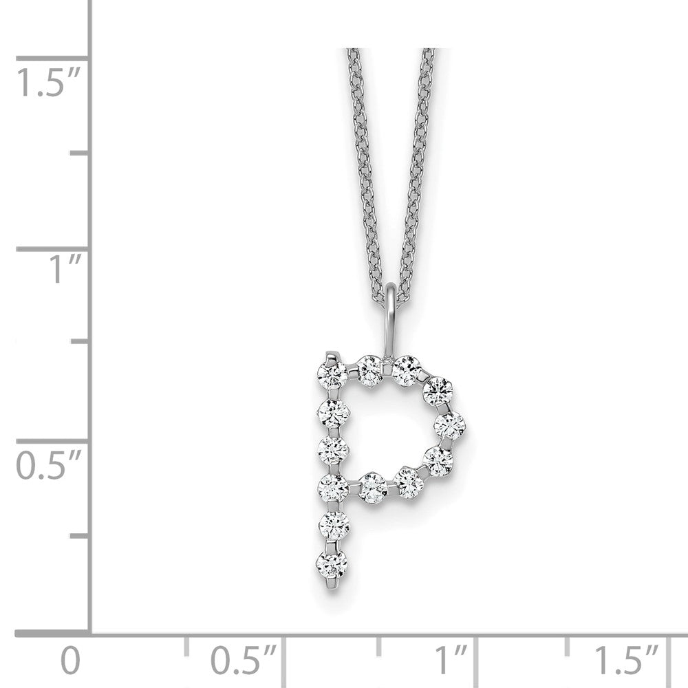 LGWN 14K White Gold 3/8 carat Lab Grown Diamond VS+ F+ Complete Alphabet P Pendant Necklace