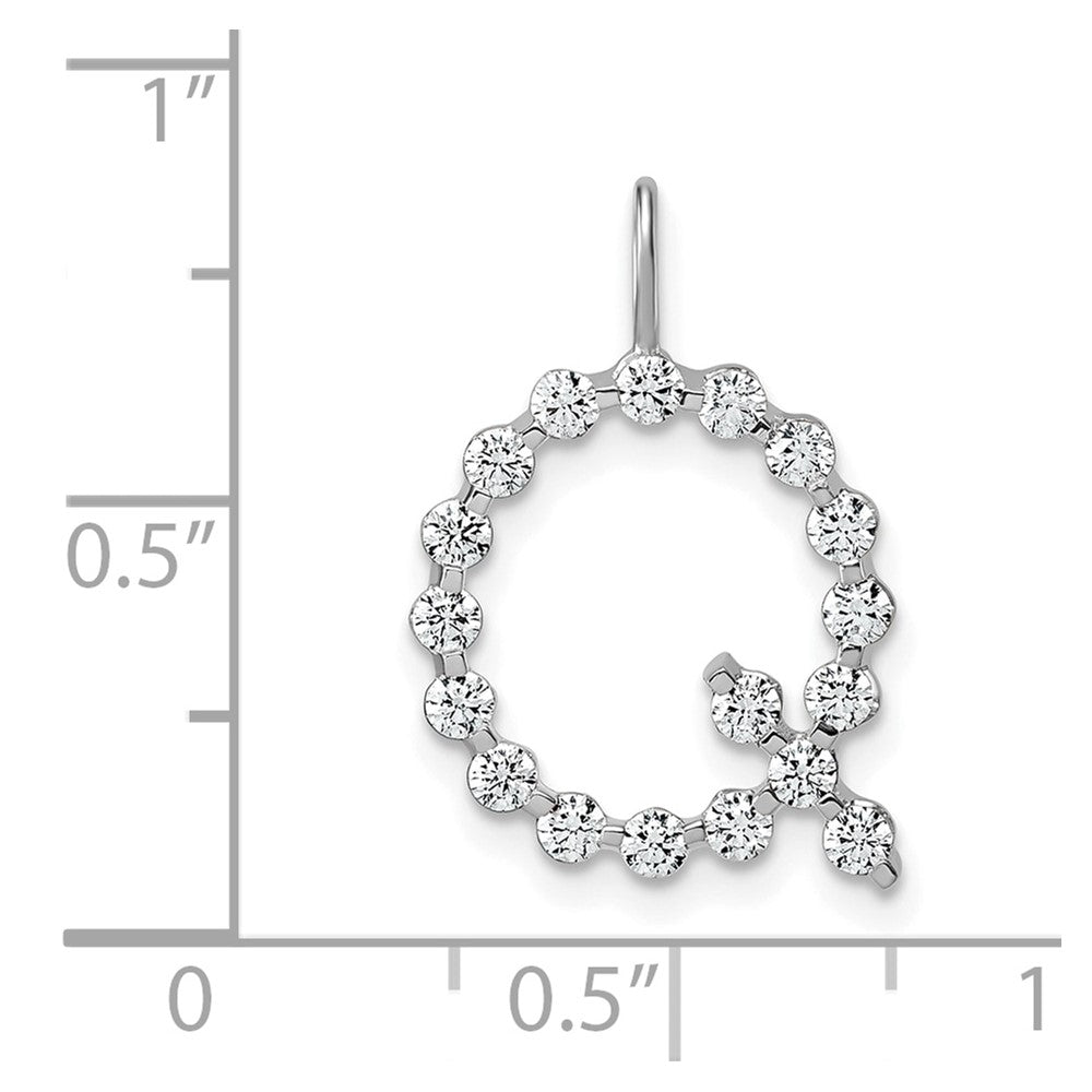 LGWP 14K White Gold 5/8 carat Lab Grown Diamond VS+ F+ Complete Alphabet Q Pendant