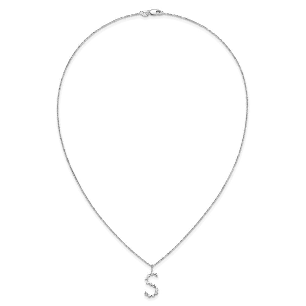 LGWN 14K White Gold 1/2 carat Lab Grown Diamond VS+ F+ Complete Alphabet S Pendant Necklace