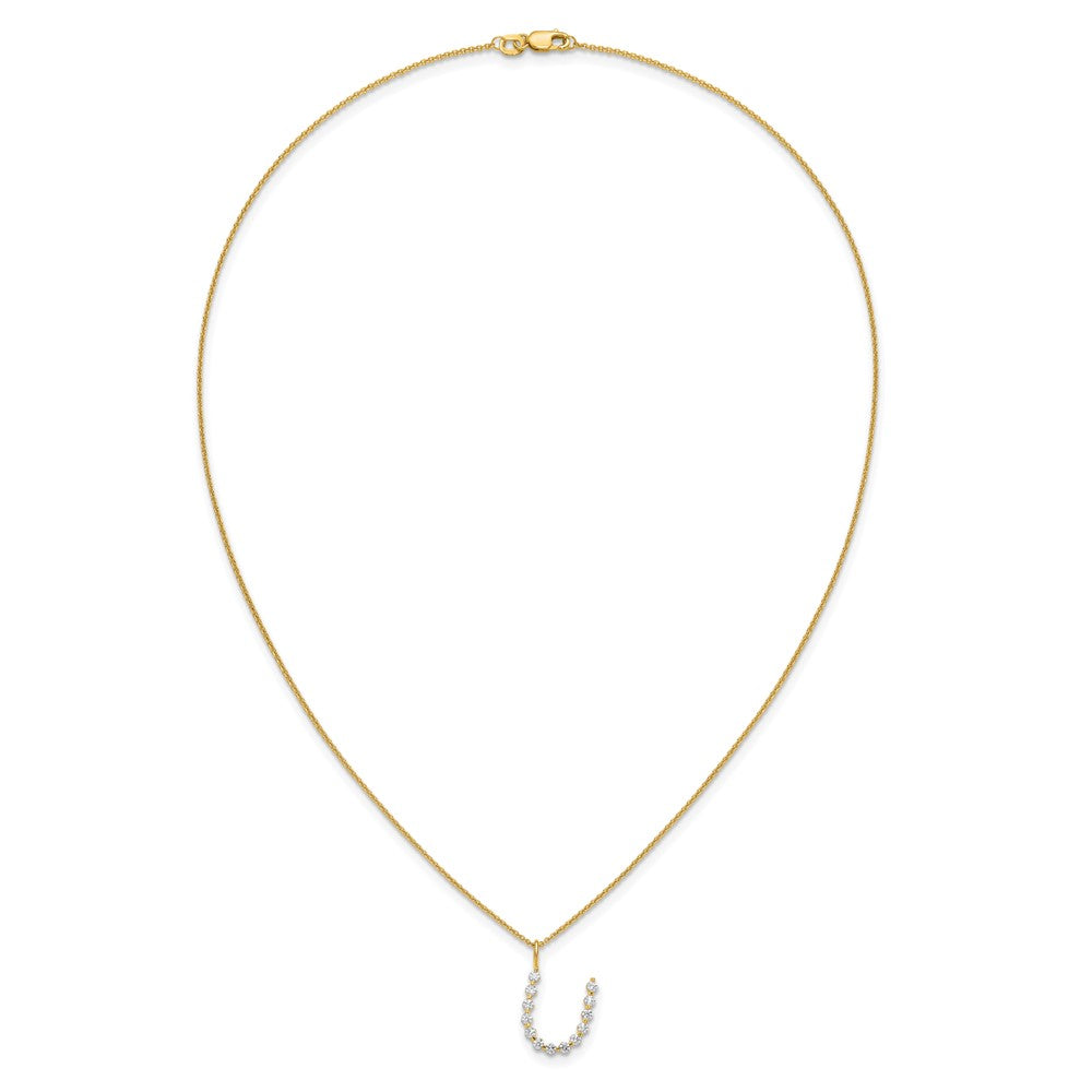 LGYN 14K Yellow Gold 3/8 carat Lab Grown Diamond VS+ F+ Complete Alphabet U Pendant Necklace