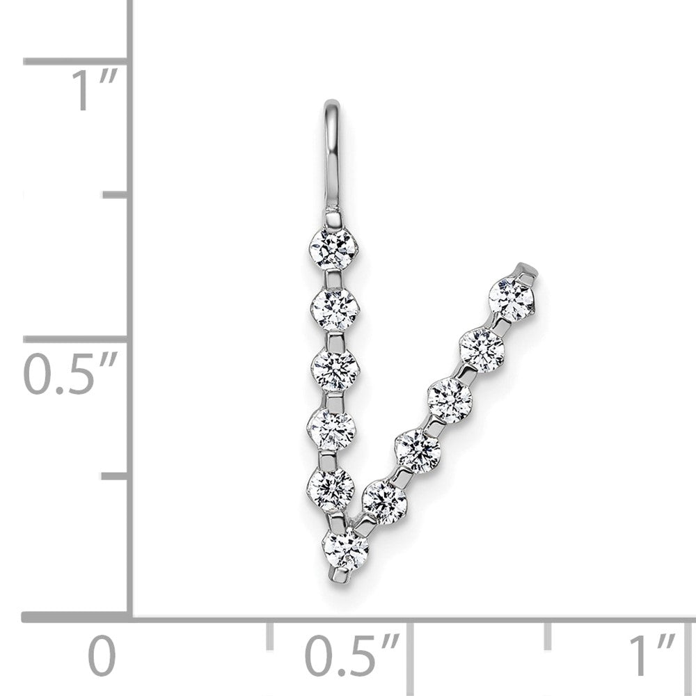 LGWP 14K White Gold 3/8 carat Lab Grown Diamond VS+ F+ Complete Alphabet V Pendant