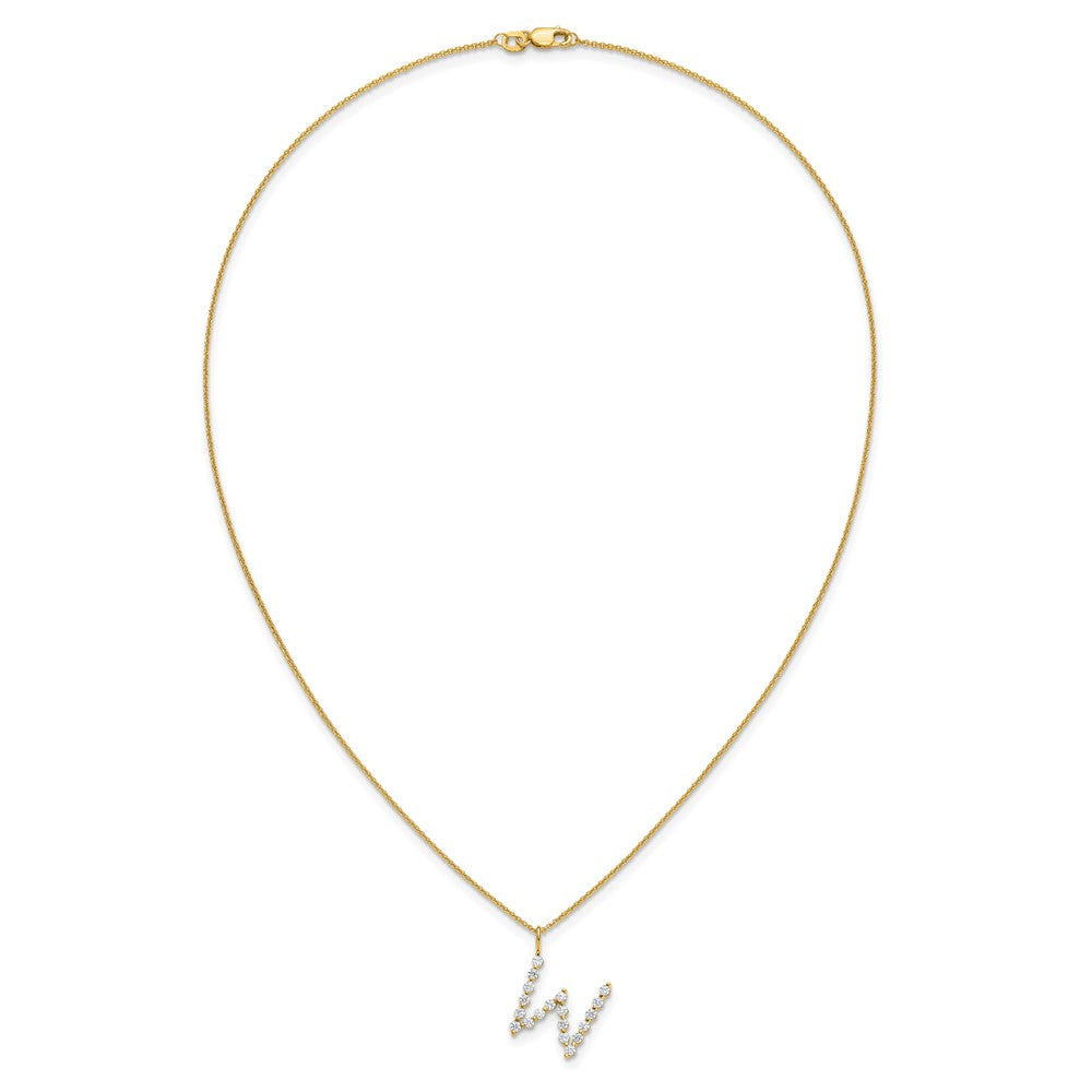 LGYN 14K Yellow Gold 5/8 carat Lab Grown Diamond VS+ F+ Complete Alphabet W Pendant Necklace