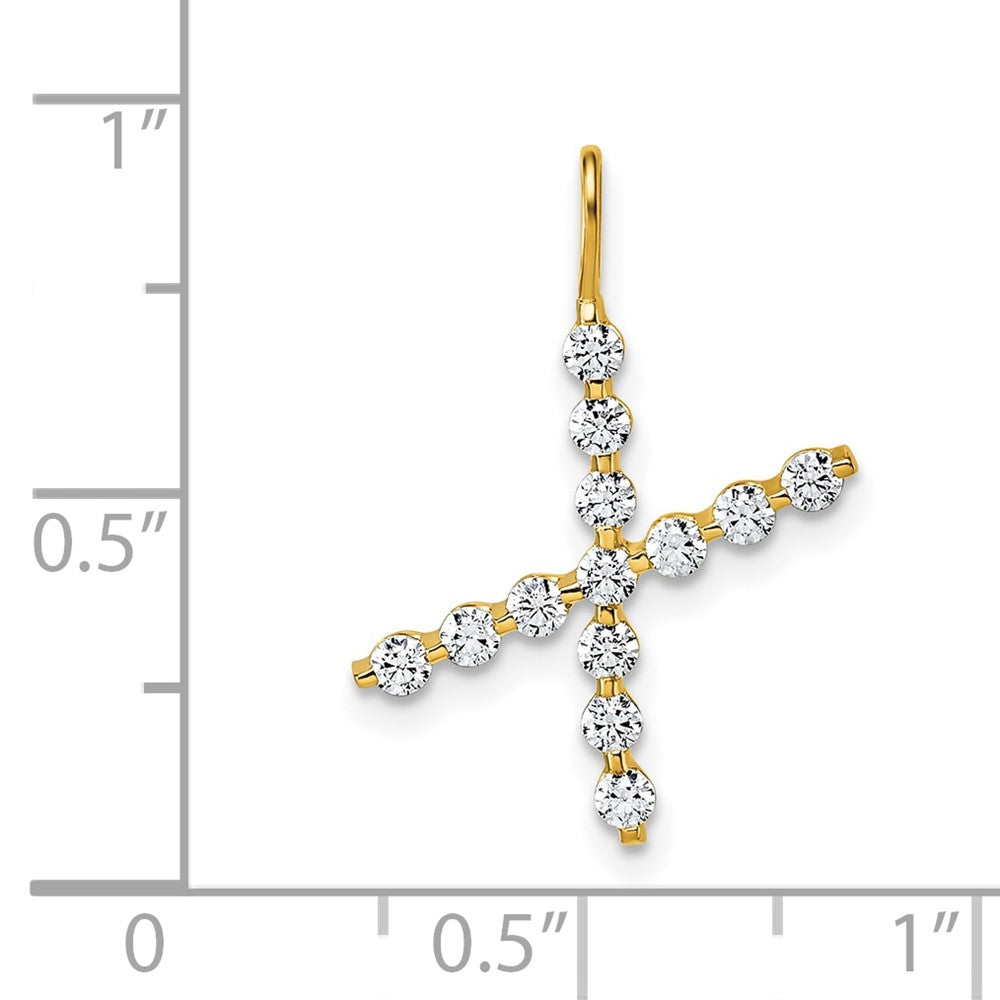 LGYP 14K Yellow Gold 3/8 carat Lab Grown Diamond VS+ F+ Complete Alphabet X Pendant