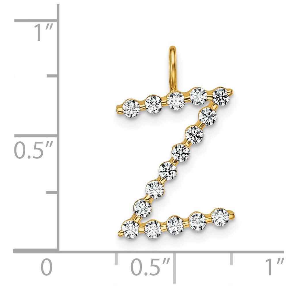 LGYP 14K Yellow Gold 1/2 carat Lab Grown Diamond VS+ F+ Complete Alphabet Z Pendant