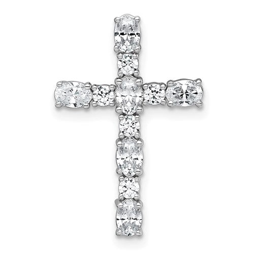 LGWP 14k White Gold 1 carat Lab Grown Diamond VS/SI+ G+ Complete 18 inch Cross Chain Slide Pendant Necklace