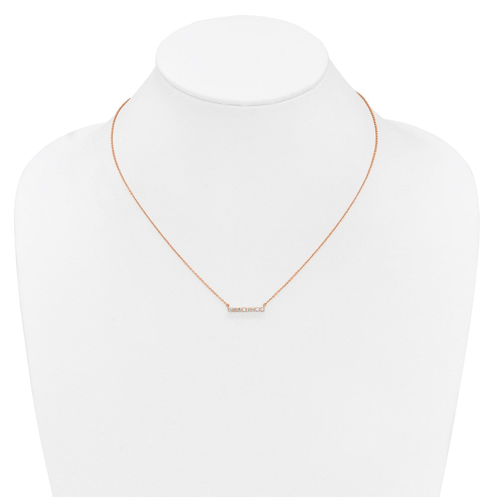 LGYG 14k Rose Gold 1/3 carat Lab Grown Diamond VS/SI+ G+ Complete 18 inch Bar Necklace