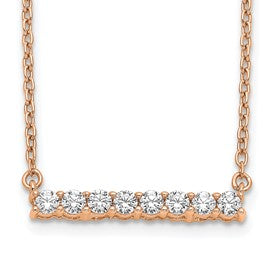 LGYG 14k Rose Gold 1/3 carat Lab Grown Diamond VS/SI+ G+ Complete 18 inch Bar Necklace