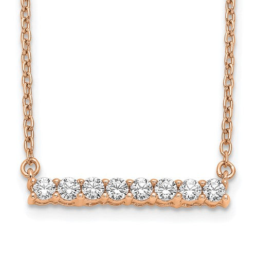 LGYG 14k Rose Gold 1/3 carat Lab Grown Diamond VS/SI+ G+ Complete 18 inch Bar Necklace