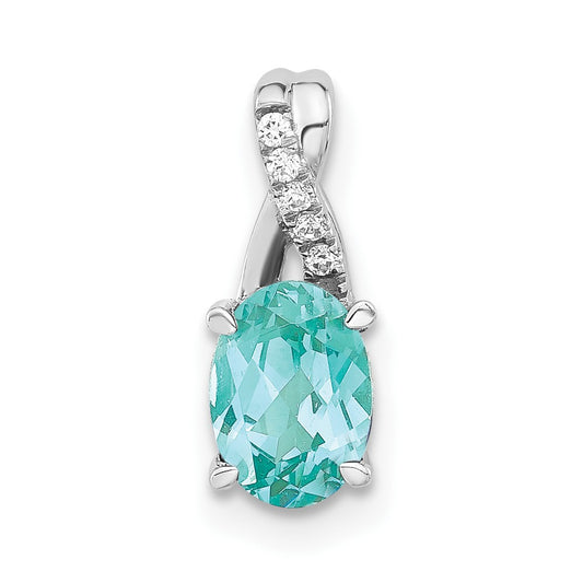LGWP Pure Serenity 14k White Gold .03 carat Lab Grown Diamond VS/SI+ G+ and Lab Created Paraiba Teardrop Pendant