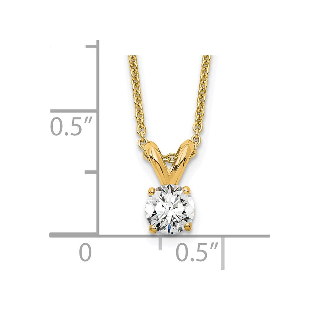 LGYN 14k 1/4 carat Lab Grown Diamond VS+ F+ Round Complete Four Prong 18 inch Solitaire Pendant Necklace