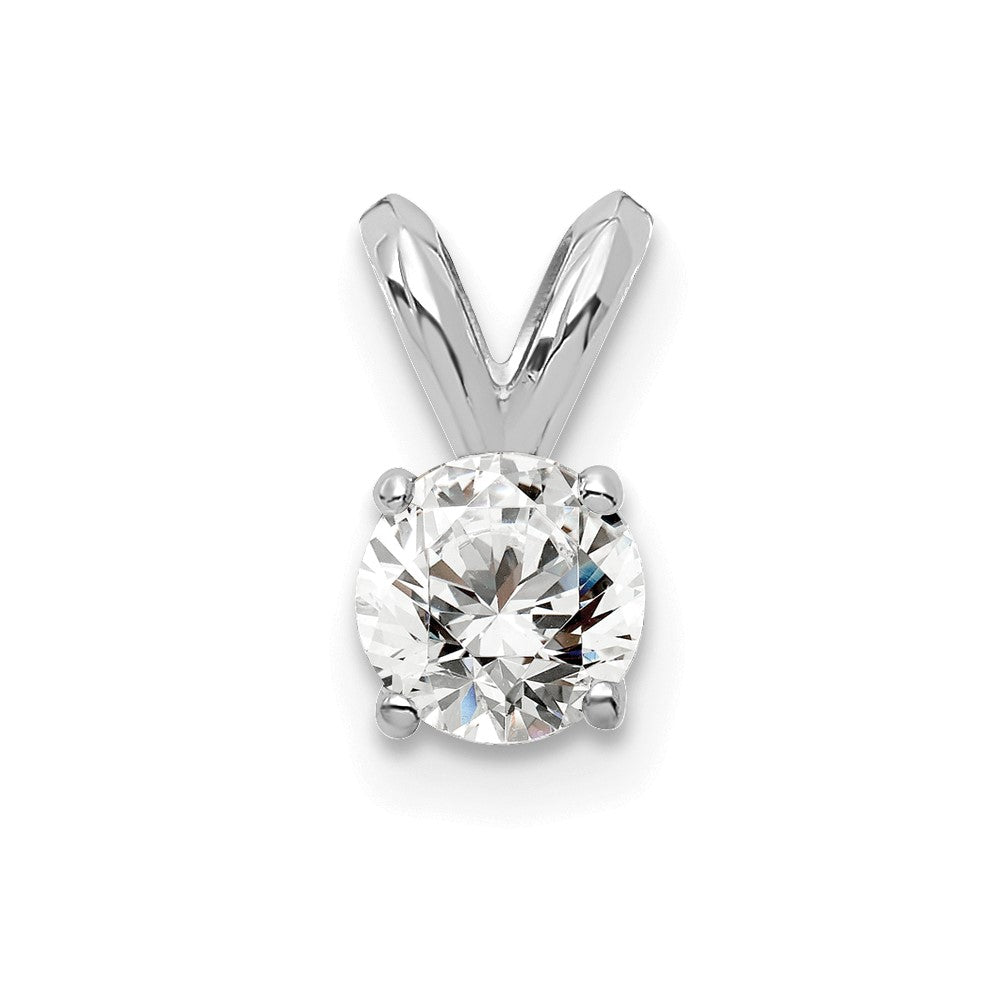 LGWP 14k White Gold 1/4 carat Lab Grown Diamond VS+ F+ Round Complete Four Prong Solitaire Pendant