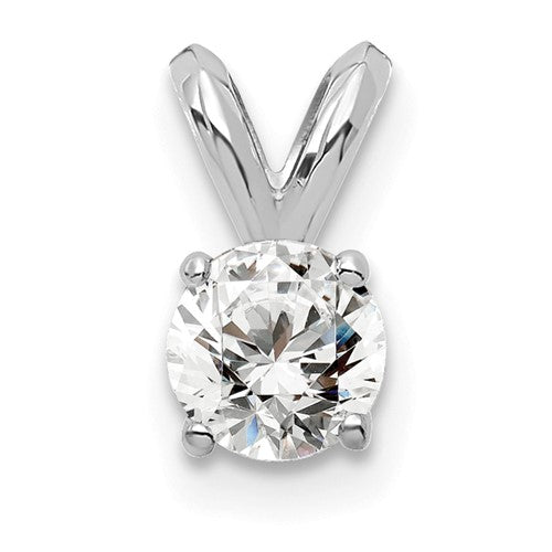 LGWP 14k White Gold 1/4 carat Lab Grown Diamond VS+ F+ Round Complete Four Prong Solitaire Pendant