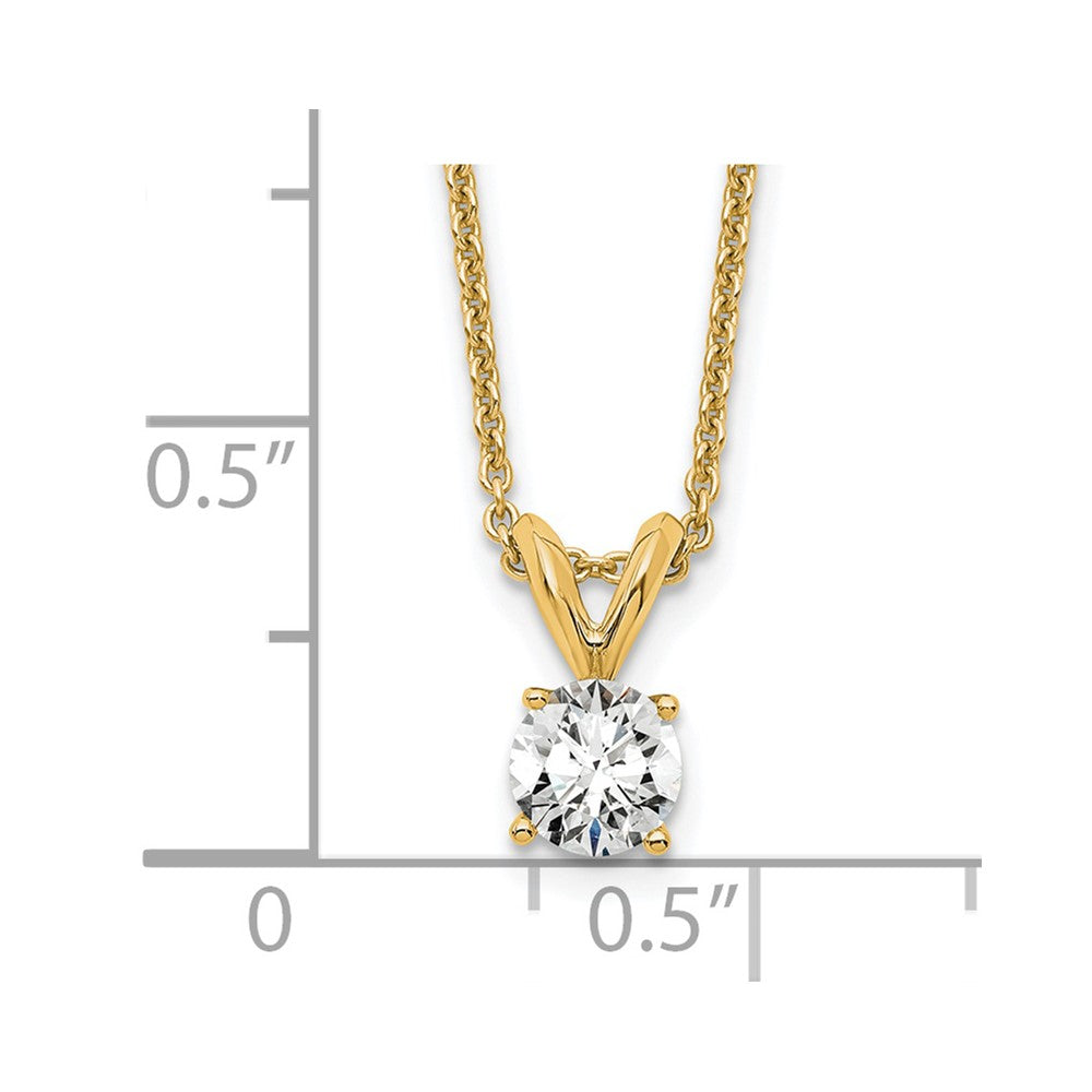 LGYN 14k 1/3 carat Lab Grown Diamond VS+ F+ Round Complete Four Prong 18 inch Solitaire Pendant Necklace