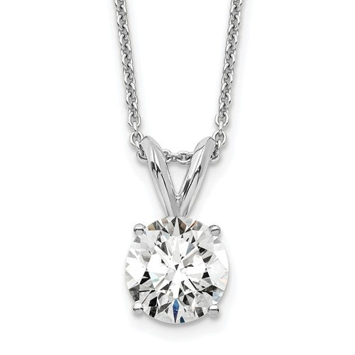 LGWN 14k White Gold 3/4 carat Lab Grown Diamond VS+ F+ Round Complete Four Prong 18 inch Solitaire Pendant Necklace