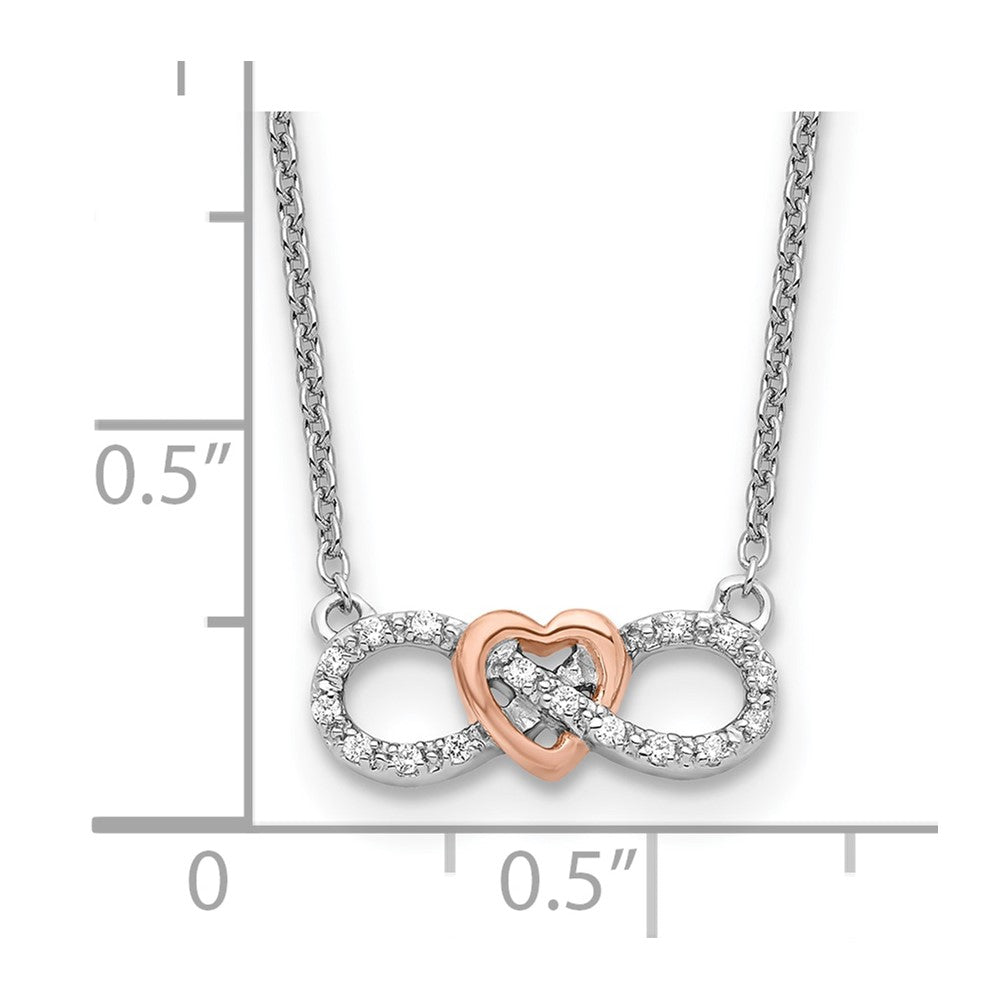 LGYN 14k Two-Tone White and Rose Gold 1/15 carat Lab Grown Diamond VS/SI+ G+ Complete 18 inch Infinity Heart Necklace