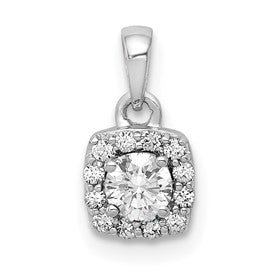LGWP 14k White Gold 1/3 carat Lab Grown Diamond VS/SI+ G+ Complete Halo Pendant