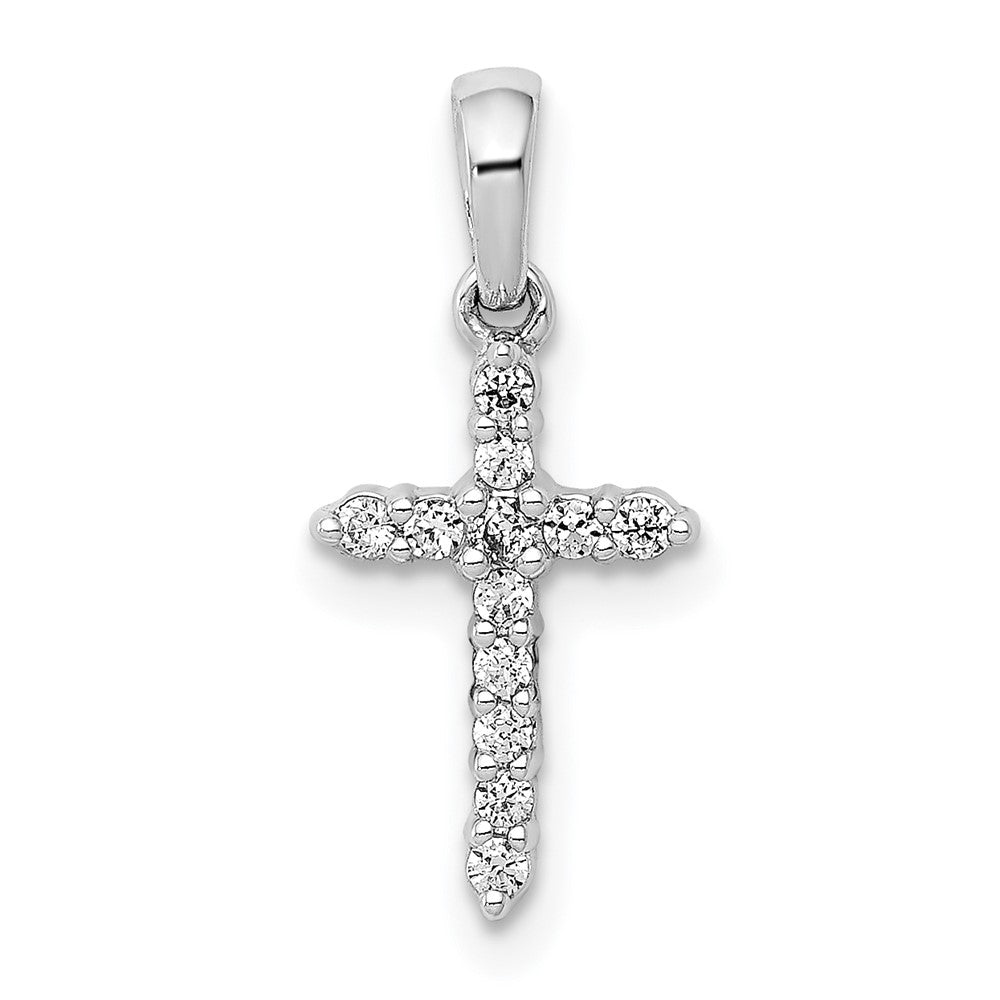 LGWP 14k White Gold 1/10 carat Lab Grown Diamond VS/SI+ G+ Complete Cross Pendant