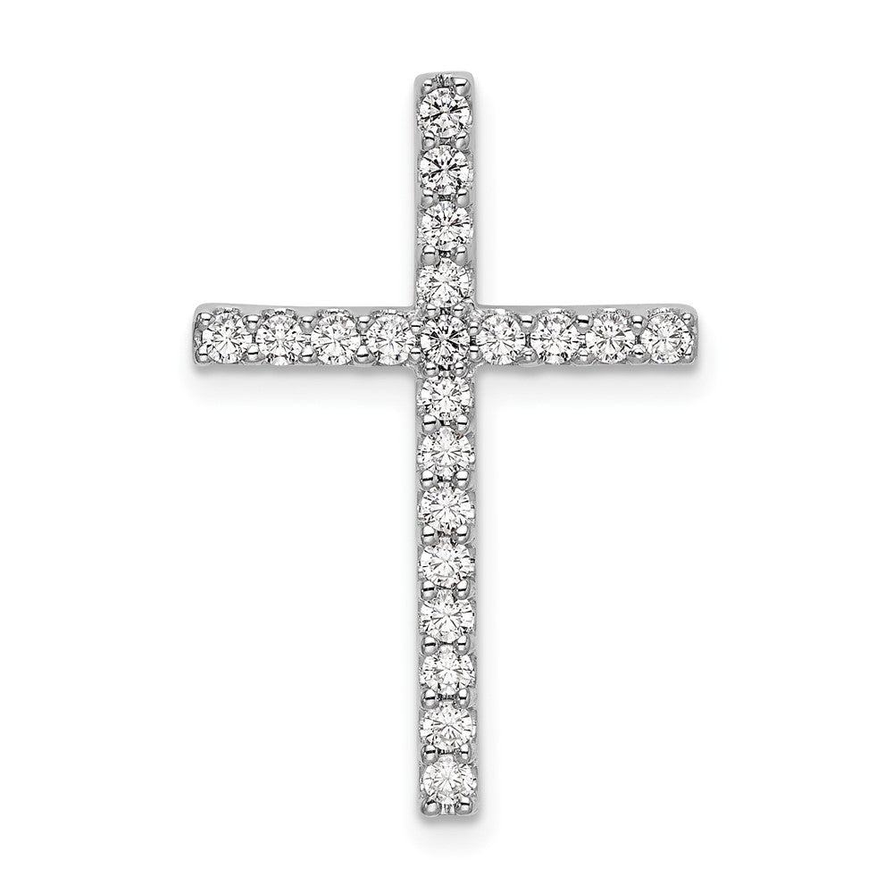 LGWP 10k White Gold 1/2 carat Lab Grown Diamond VS/SI+ G+ Complete Cross Chain Slide Pendant