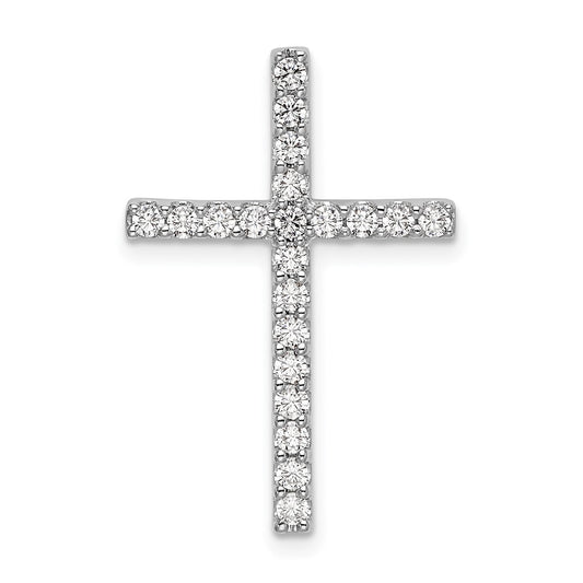 LGWP 10k White Gold 1/2 carat Lab Grown Diamond VS/SI+ G+ Complete Cross Chain Slide Pendant