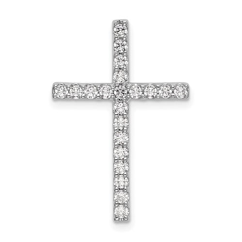 LGWP 10k White Gold 1/2 carat Lab Grown Diamond VS/SI+ G+ Complete Cross Chain Slide Pendant