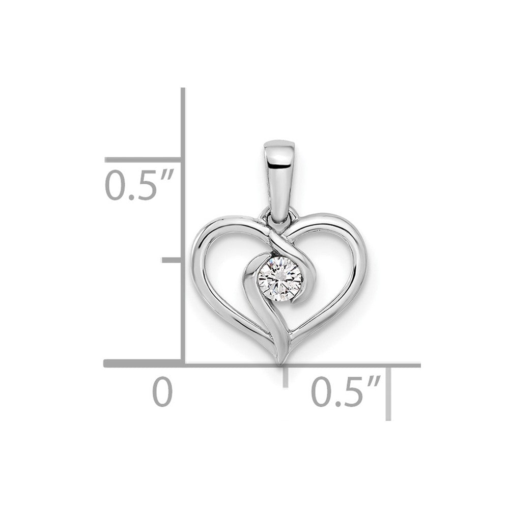 LGWP 14k White Gold 1/10 carat Lab Grown Diamond VS/SI+ G+ Complete Heart Pendant