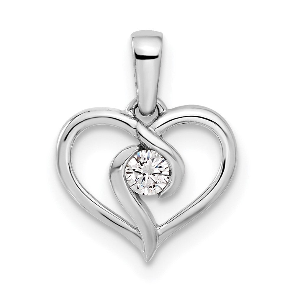 LGWP 14k White Gold 1/10 carat Lab Grown Diamond VS/SI+ G+ Complete Heart Pendant