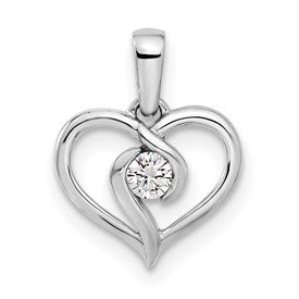 LGWP 14k White Gold 1/10 carat Lab Grown Diamond VS/SI+ G+ Complete Heart Pendant