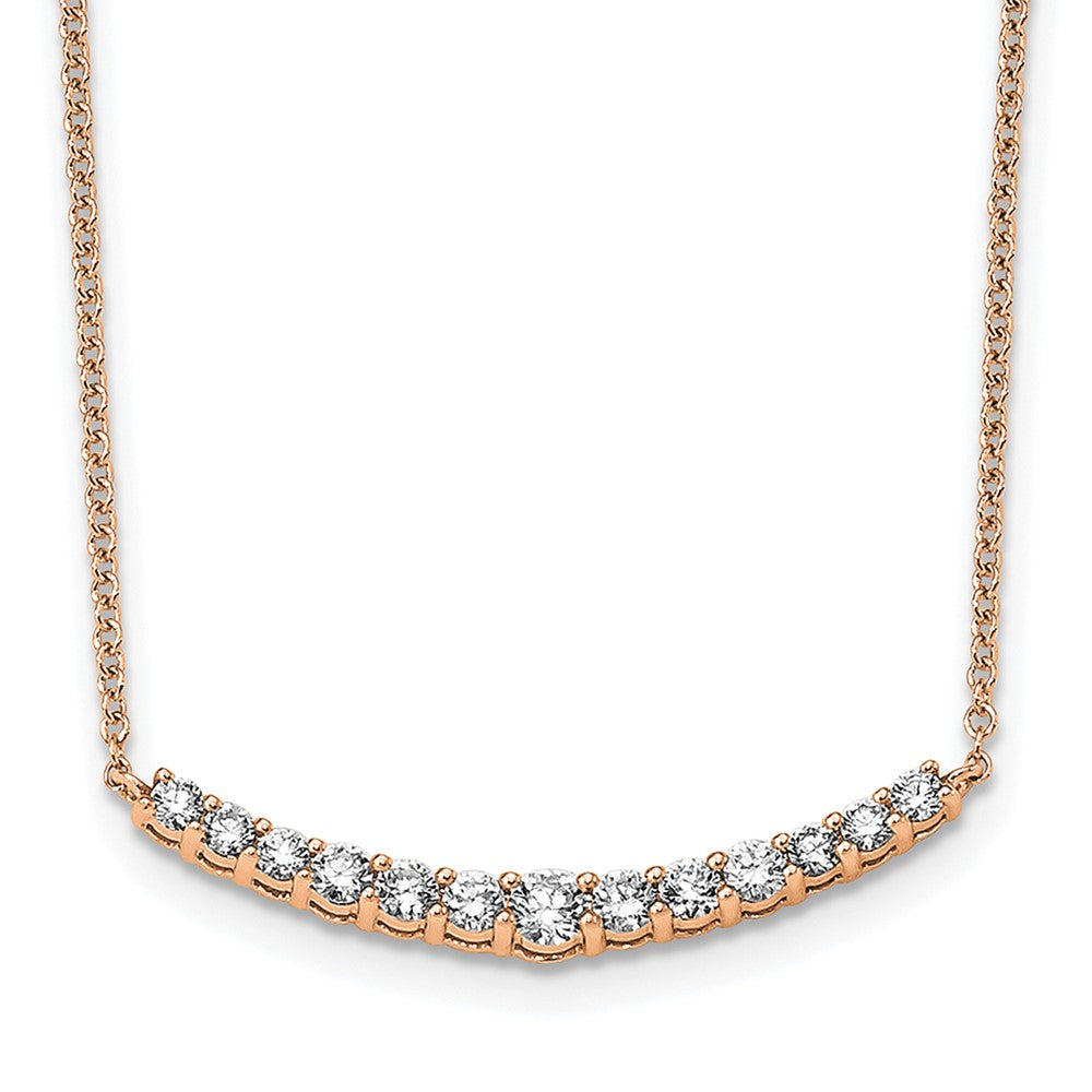 LGYN 14K Rose Gold 1/2 carat Lab Grown Diamond VS+ F+ 18 in Complete Fashion Bar Necklace