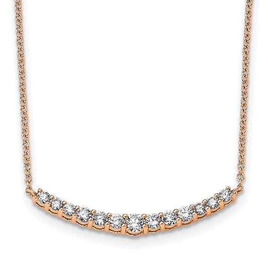LGYN 14K Rose Gold 1/2 carat Lab Grown Diamond VS+ F+ 18 in Complete Fashion Bar Necklace
