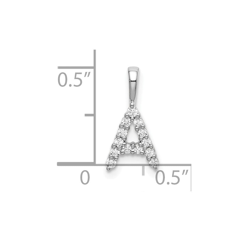 LGWP 14k White Gold 1/8 carat Lab Grown Diamond VS/SI+ G+ Complete Letter A Initial Pendant