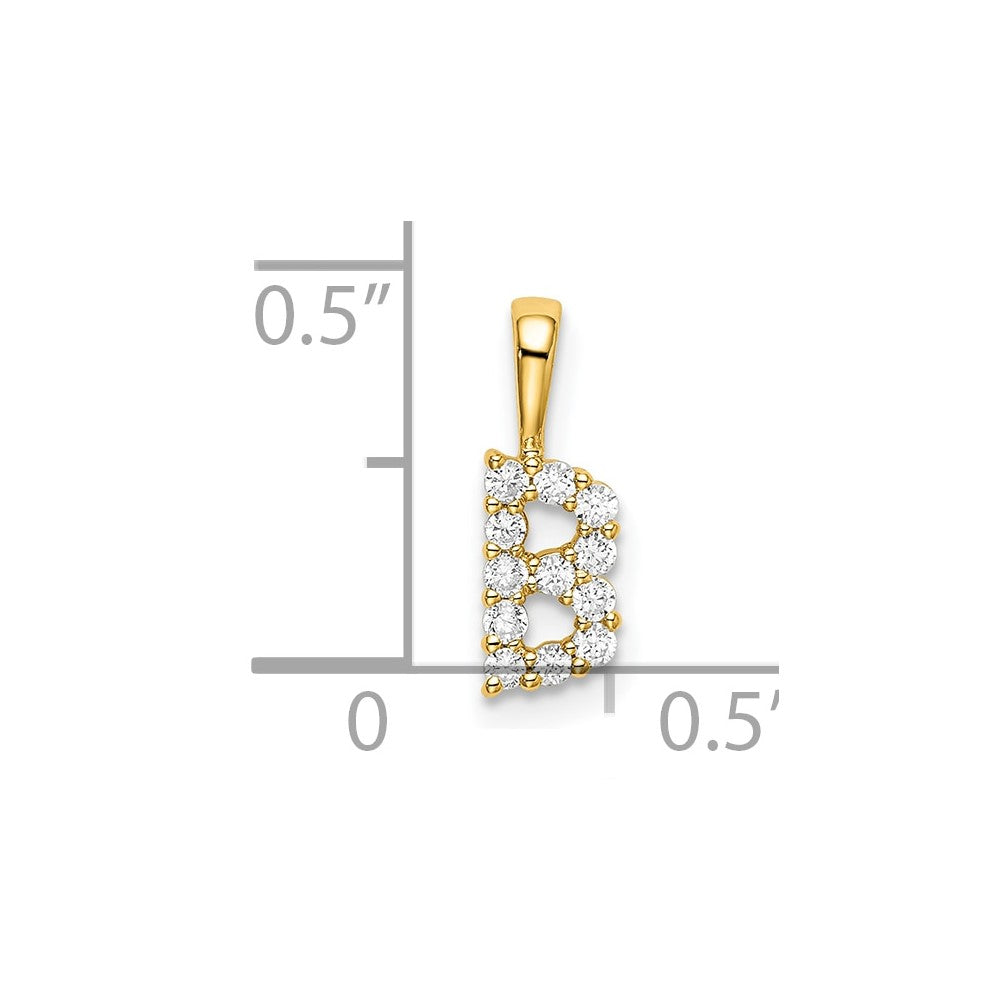 LGGI 14k 1/8 carat Lab Grown Diamond VS/SI+ G+ Complete Letter B Intitial Pendant