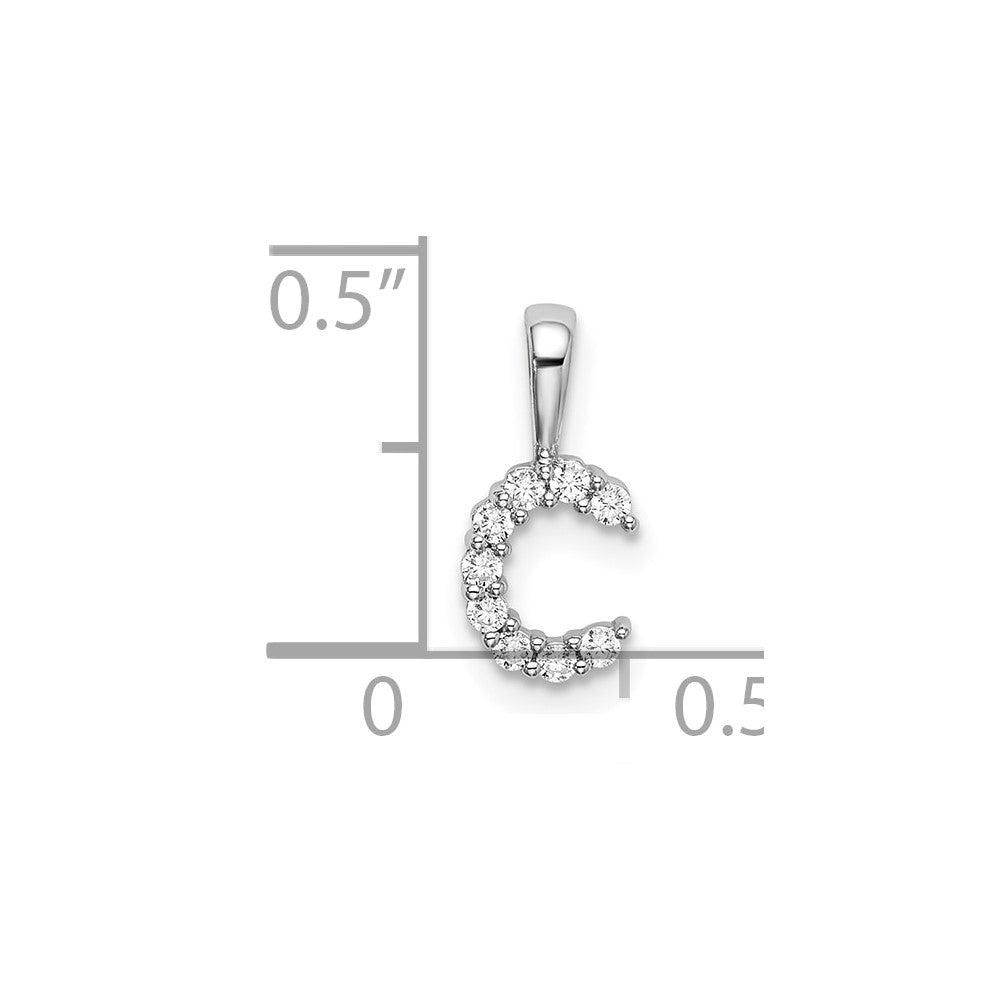 LGWP 14k White Gold 1/10 carat Lab Grown Diamond VS/SI+ G+ Complete Letter C Initial Pendant