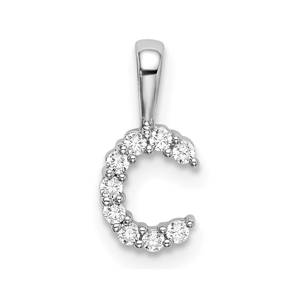 LGWP 14k White Gold 1/10 carat Lab Grown Diamond VS/SI+ G+ Complete Letter C Initial Pendant