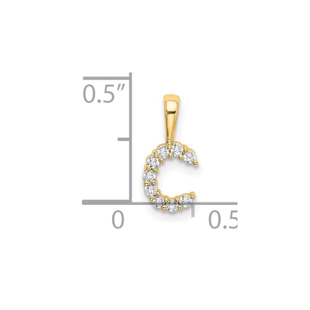LGYP 14k 1/10 carat Lab Grown Diamond VS/SI+ G+ Complete Letter C Initial Pendant