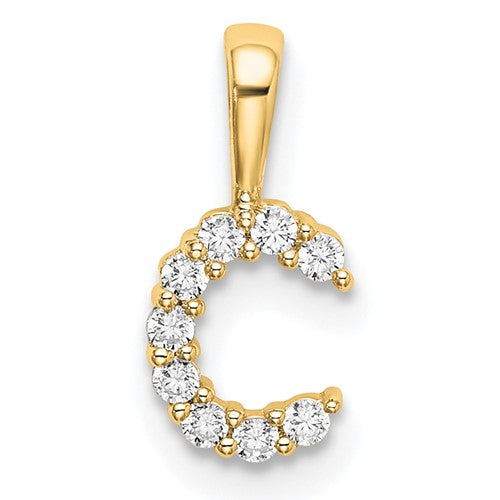 LGYP 14k 1/10 carat Lab Grown Diamond VS/SI+ G+ Complete Letter C Initial Pendant