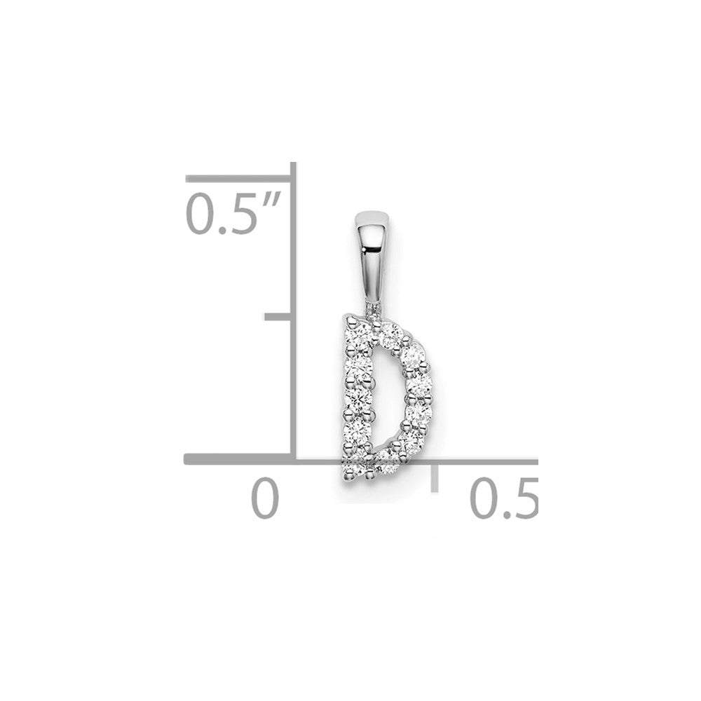 LGWP 14k White Gold 1/10 carat Lab Grown Diamond VS/SI+ G+ Complete Letter D Initial Pendant