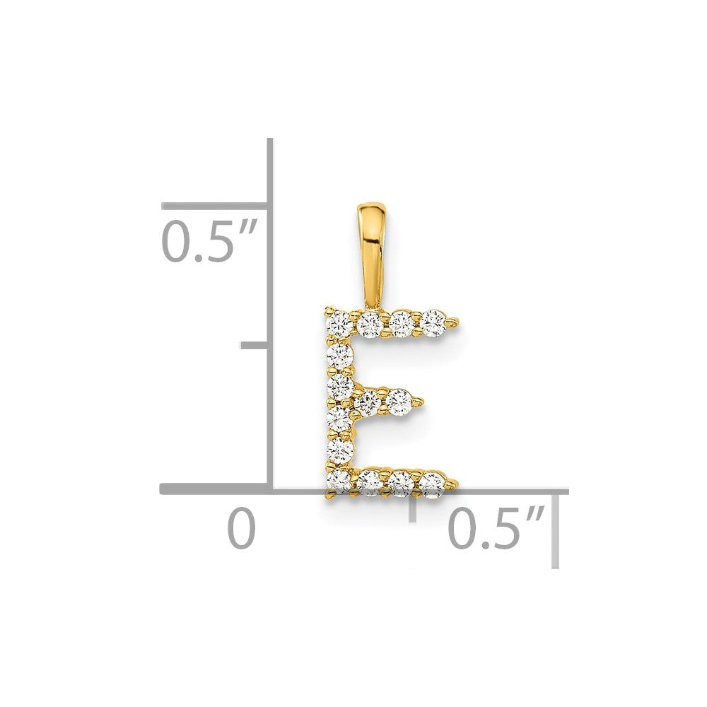 LGYP 14k 1/8 carat Lab Grown Diamond VS/SI+ G+ Complete Letter E Initial Pendant