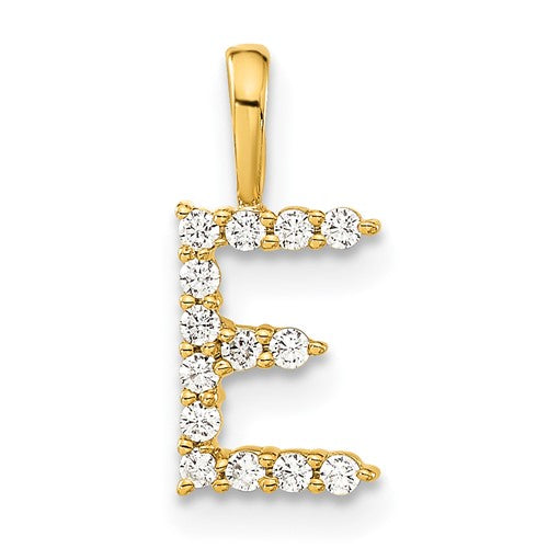 LGYP 14k 1/8 carat Lab Grown Diamond VS/SI+ G+ Complete Letter E Initial Pendant
