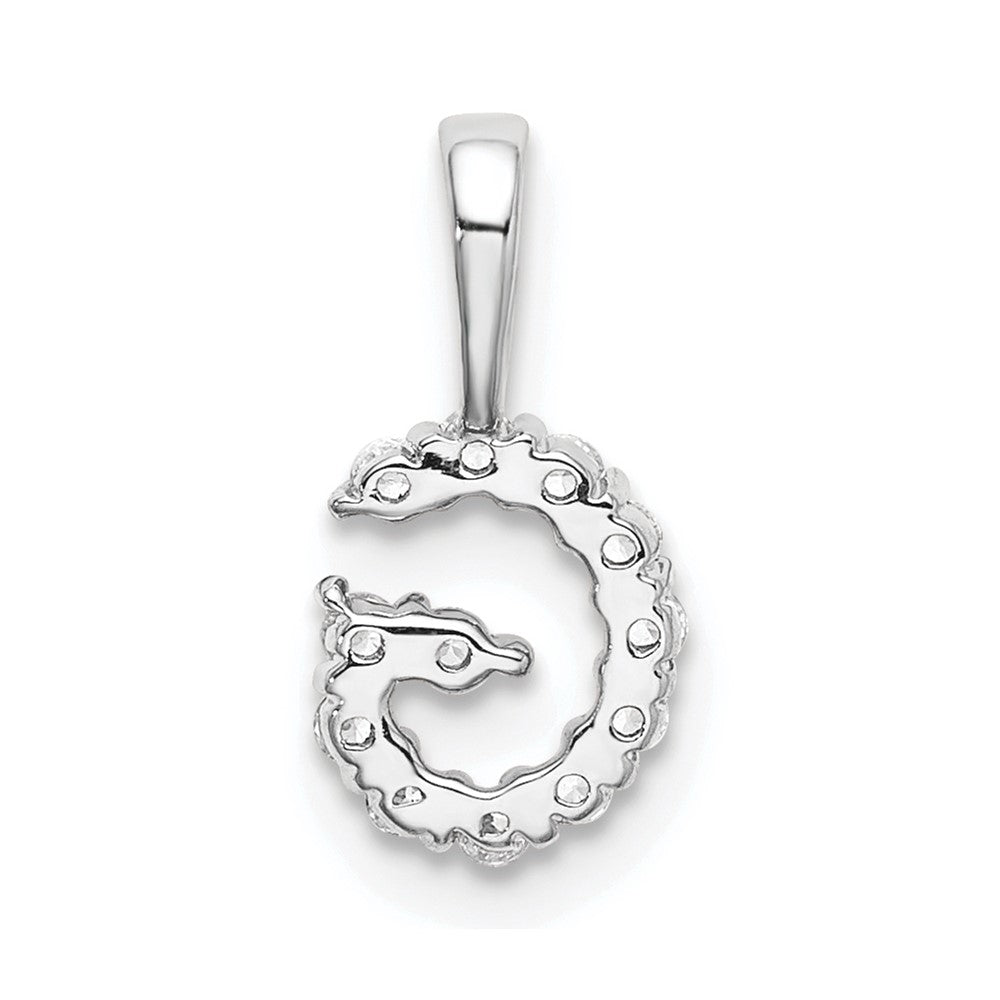 LGWP 14k White Gold 1/8 carat Lab Grown Diamond VS/SI+ G+ Complete Letter G Intitial Pendant