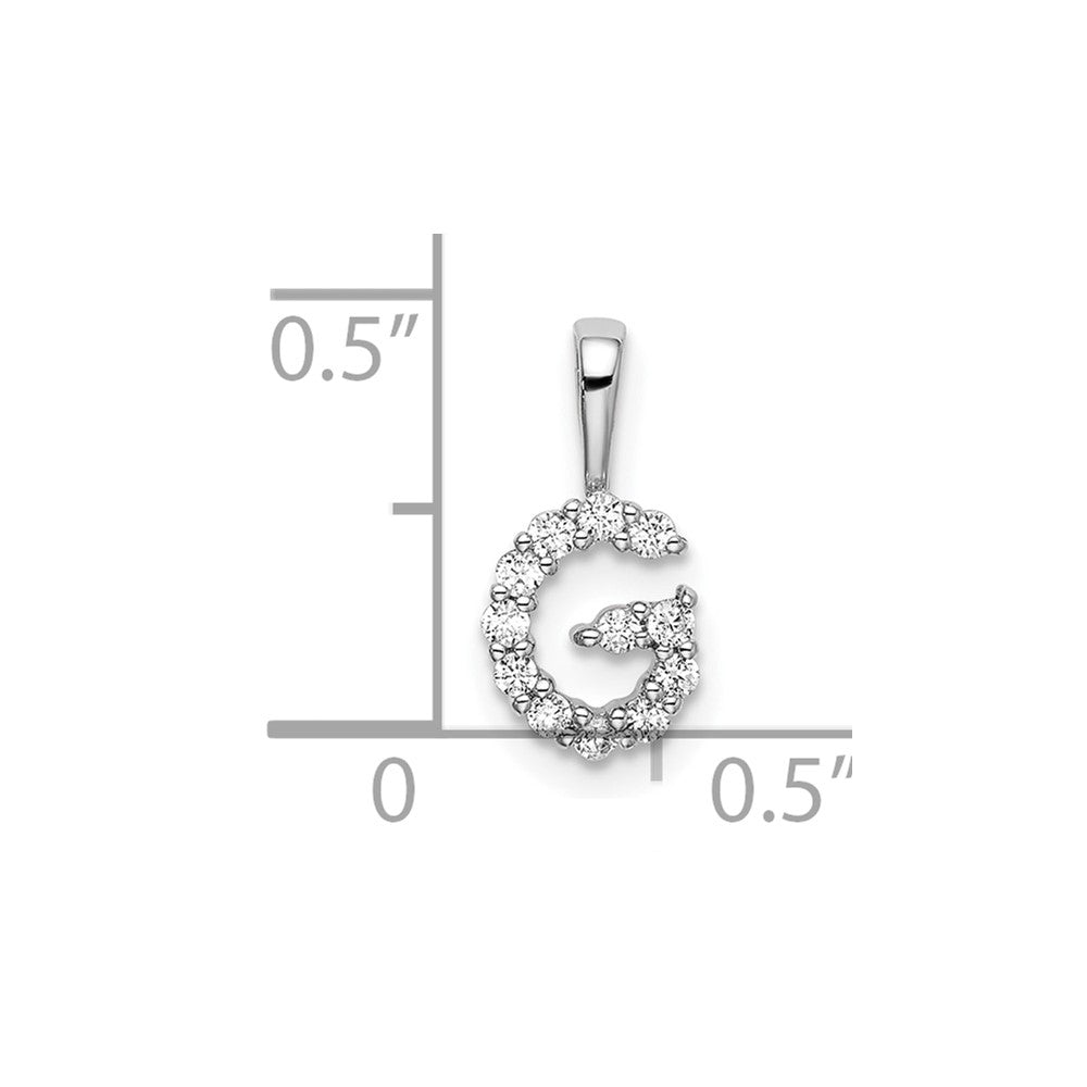 LGWP 14k White Gold 1/8 carat Lab Grown Diamond VS/SI+ G+ Complete Letter G Intitial Pendant