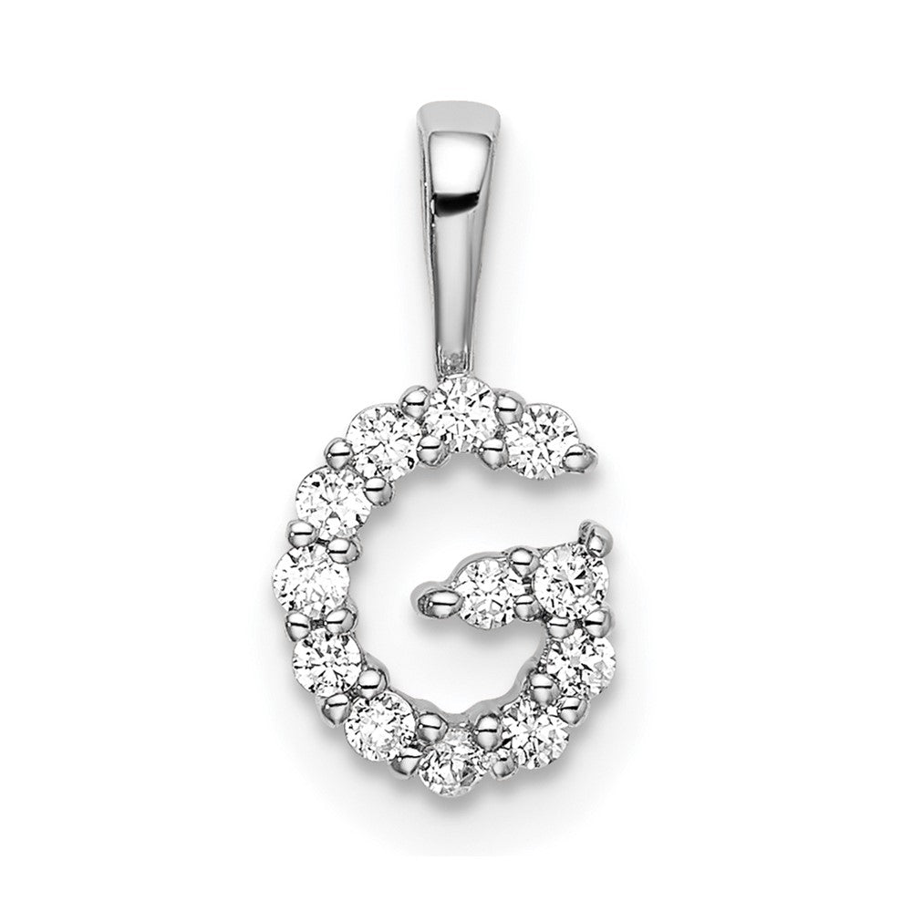 LGWP 14k White Gold 1/8 carat Lab Grown Diamond VS/SI+ G+ Complete Letter G Intitial Pendant