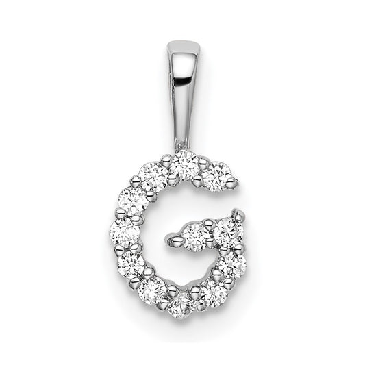 LGWP 14k White Gold 1/8 carat Lab Grown Diamond VS/SI+ G+ Complete Letter G Intitial Pendant