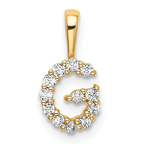 LGYP 14k 1/8 carat Lab Grown Diamond VS/SI+ G+ Complete Letter G Intitial Pendant