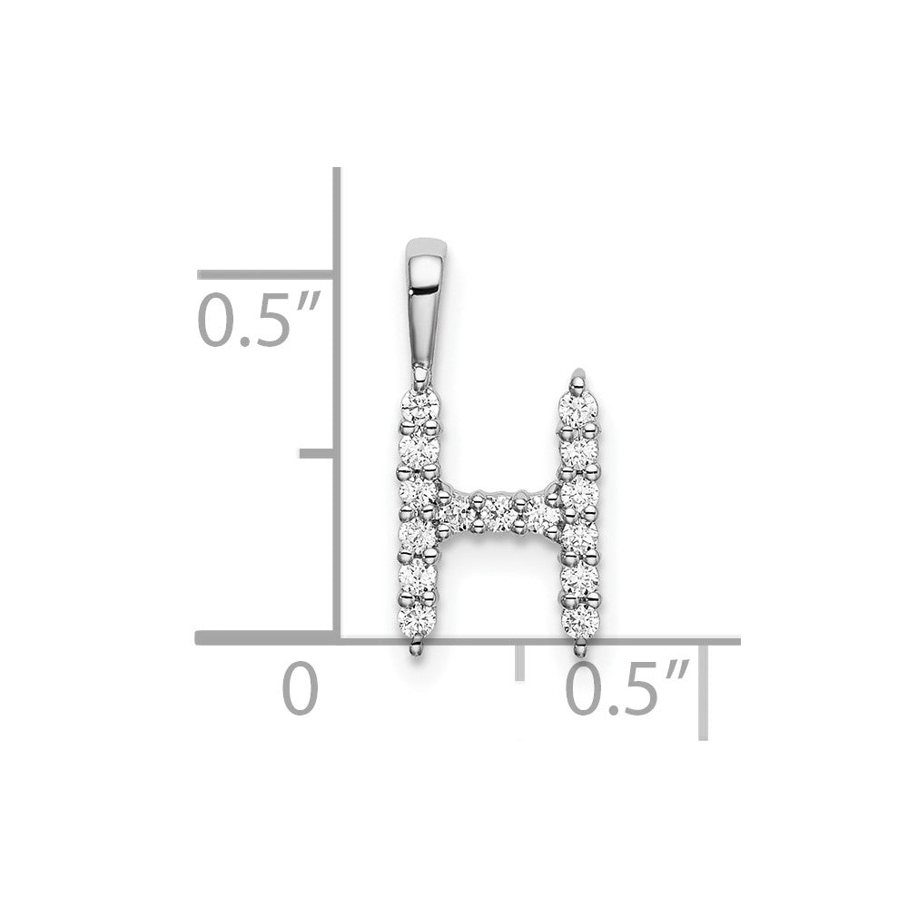LGGI 14k White Gold 1/6 carat Lab Grown Diamond VS/SI+ G+ Complete Letter H Initial Pendant
