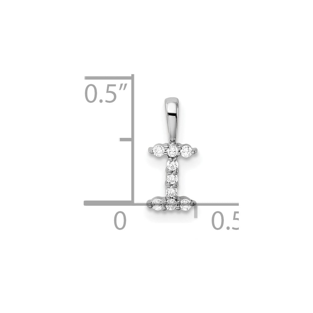 LGWP 14k White Gold 1/10 carat Lab Grown Diamond VS/SI+ G+ Complete Letter I Initial Pendant