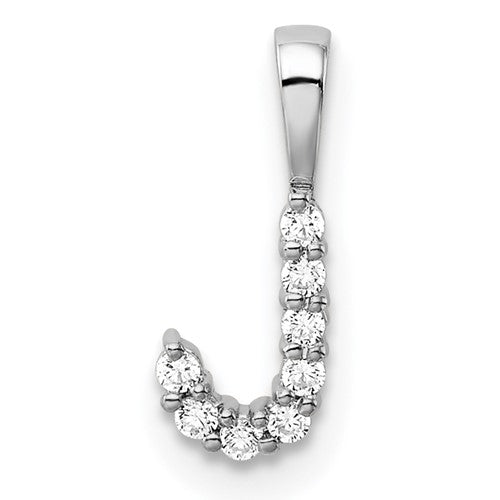 LGWP 14k White Gold 1/10 carat Lab Grown Diamond VS/SI+ G+ Complete Letter J Initial Pendant