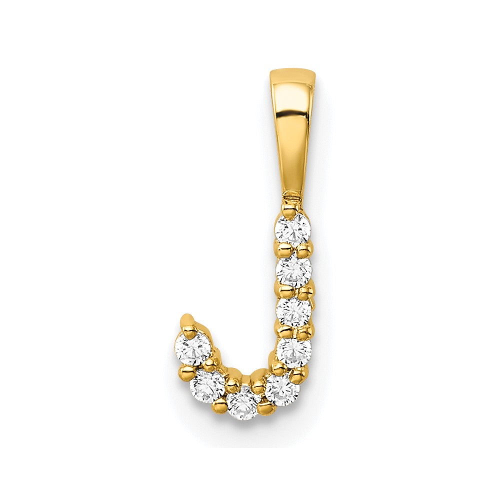 LGYP 14k 1/10 carat Lab Grown Diamond VS/SI+ G+ Complete Letter J Initial Pendant