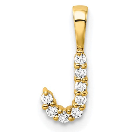 LGYP 14k 1/10 carat Lab Grown Diamond VS/SI+ G+ Complete Letter J Initial Pendant